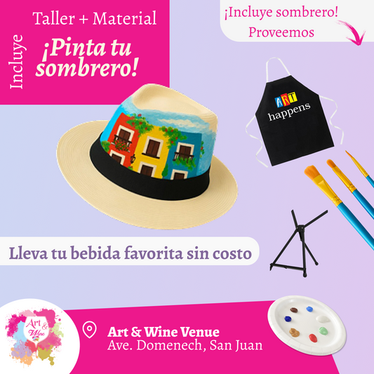 🎨¡Pinta tu sombrero en Art & Wine Venue 7pm - Jueves, 30 de Abril en San Juan. ¡Lleva tu vino favorito!