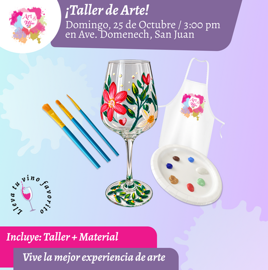 🎨¡Pinta tu copa en Art & Wine Venue 3pm - Domingo, 25 de Octubre 2026 en San Juan. ¡Lleva tu vino favorito!