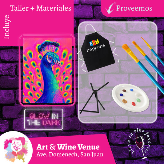 🎨¡Glow in the Dark! Sábado, 26 de Septiembre 2026 en Art & Wine Venue - San Juan -¡Lleva tu vino favorito! 7pm