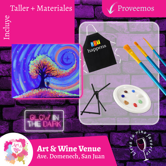 🎨¡Glow in the Dark! Viernes, 16 de Octubre 2026 en Art & Wine Venue - San Juan -¡Lleva tu vino favorito! 7pm