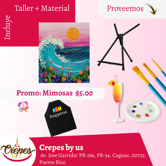 🎨¡Taller en Caguas! ✨Crepes by us ✨ Promo en mimosas 🍹 - 3pm- Sábado, 18 de Abril 2026