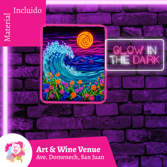 🎨¡Glow in the Dark! Sábado, 27 de Junio 2026 en Art & Wine Venue - San Juan -¡Lleva tu vino favorito! 7pm