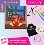 🎨¡Taller de arte en Art & Wine Venue 7pm - Miércoles, 10 de diciembre en San Juan. ¡Lleva tu vino favorito!