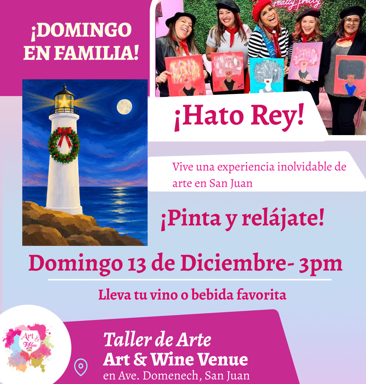 🎨¡Día en Familia!, Domingo, 13 de Diciembre 2026 a las 3pm - Art & Wine Venue, San Juan. ✨