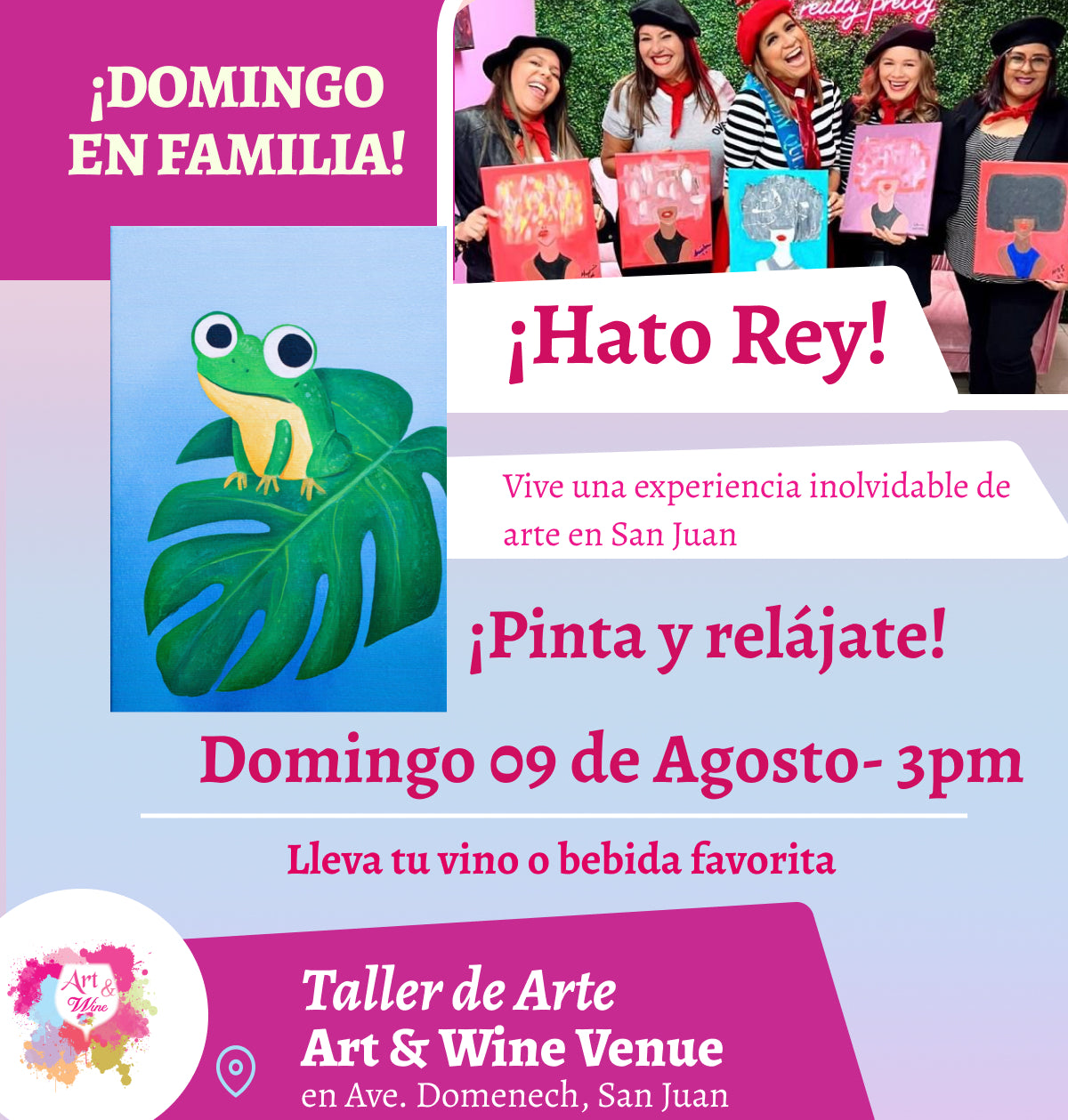 🎨¡Día en Familia!, Domingo, 09 de Agosto 2026 a las 3pm - Art & Wine Venue, San Juan. ✨