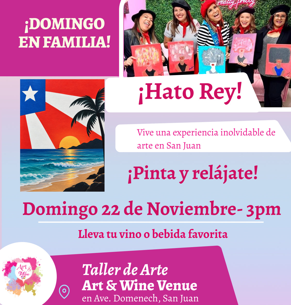 🎨¡Día en Familia!, Domingo, 22 de Noviembre 2026 a las 3pm - Art & Wine Venue, San Juan. ✨