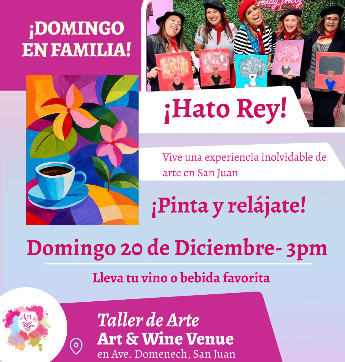 🎨¡Día en Familia!, Domingo, 20 de Diciembre 2026 a las 3pm - Art & Wine Venue, San Juan. ✨
