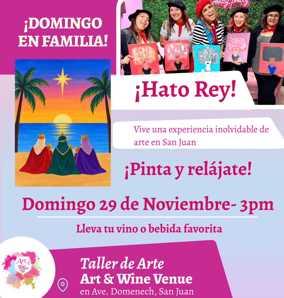 🎨¡Día en Familia!, Domingo, 29 de Noviembre 2026 a las 3pm - Art & Wine Venue, San Juan. ✨
