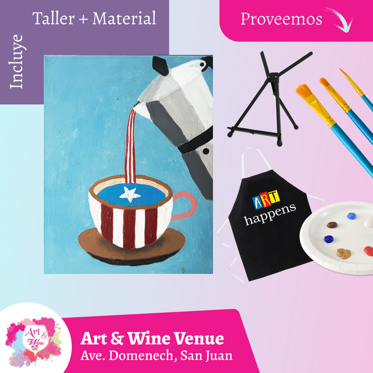 🎨¡Bring a Friend! Adquiere una taquilla y lleva otra gratis 🤩 - Taller de Arte en Art & Wine Venue - ✨Jueves, 25 de Septiembre en San Juan. ¡Lleva tu vino favorito!