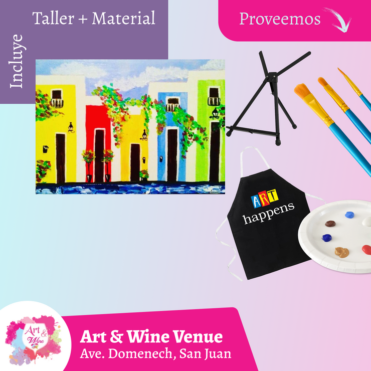 🎨¡Bring a Friend! Adquiere una taquilla y lleva otra gratis 🤩 - Taller de Arte en Art & Wine Venue - ✨Jueves, 28 de Agosto en San Juan. ¡Lleva tu vino favorito!