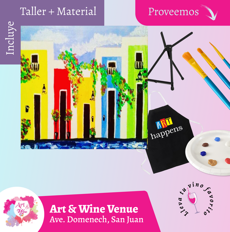 🎨¡Taller de arte en Art & Wine Venue 7pm - Jueves, 29 de Enero 2026 en San Juan. ¡Lleva tu vino favorito!