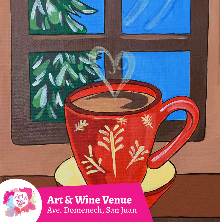 🎨¡Taller de arte en Art & Wine Venue 7pm - Miércoles, 10 de diciembre en San Juan. ¡Lleva tu vino favorito!