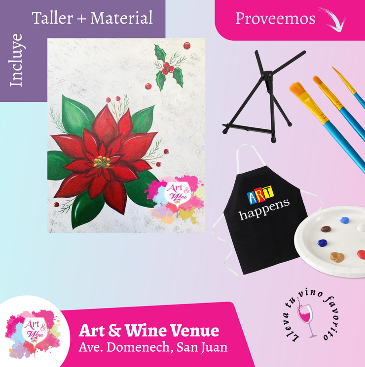 🎨¡Taller de arte en Art & Wine Venue 7pm - Jueves, 04 de diciembre en San Juan. ¡Lleva tu vino favorito!