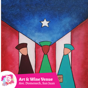 🎨¡Taller de arte en Art & Wine Venue 7pm - Viernes, 12 de diciembre en San Juan. ¡Lleva tu vino favorito!