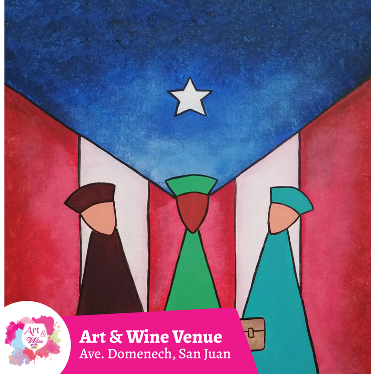 🎨¡Taller de arte en Art & Wine Venue 7pm - Viernes, 12 de diciembre en San Juan. ¡Lleva tu vino favorito!
