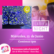 Ladies Night 💜 Art & Wine Venue 7pm- Miércoles, 12 de Junio en San Juan. ¡Vino disponible solo en el local, ya sea en copa o botella!