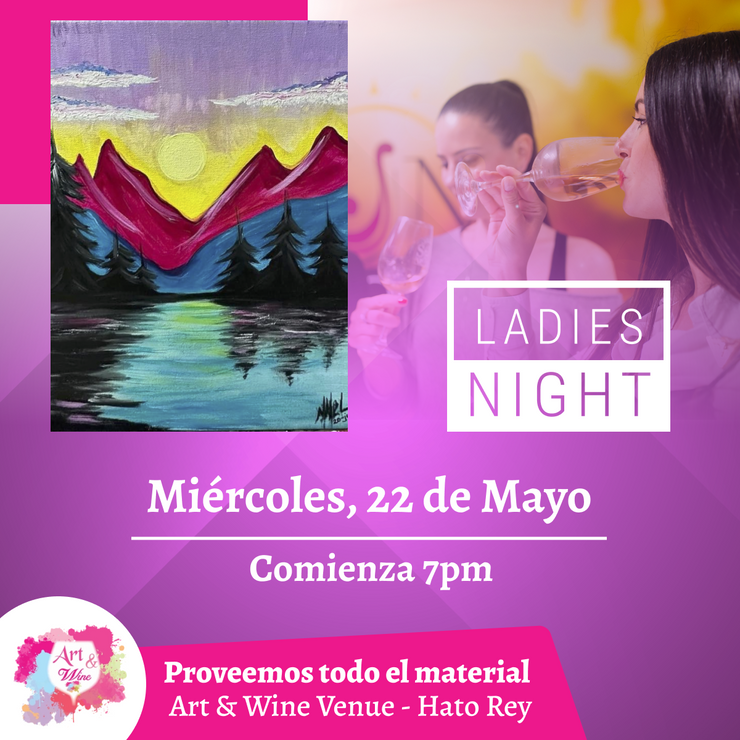Ladies Night 💜 Art & Wine Venue 7pm- Miércoles, 22 de Mayo en San Juan. ¡Vino disponible solo en el local, ya sea en copa o botella!