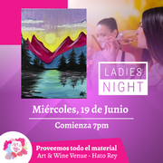 Ladies Night 💜 Art & Wine Venue 7pm- Miércoles, 19 de Junio en San Juan. ¡Vino disponible solo en el local, ya sea en copa o botella!