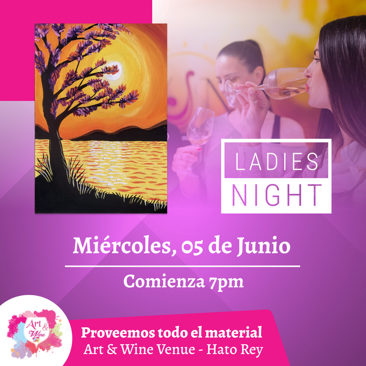Ladies Night 💜 Art & Wine Venue 7pm- Miércoles, 05 de Junio en San Juan. ¡Vino disponible solo en el local, ya sea en copa o botella!