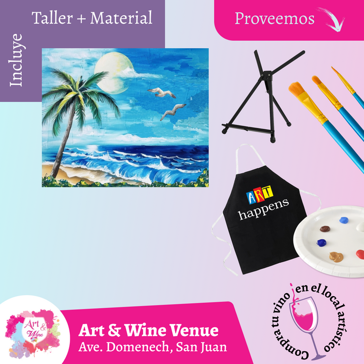 🎨Taller de arte en Art & Wine Venue 7pm -  Sábado, 15 de marzo en San Juan. ¡Lleva tu vino favorito!