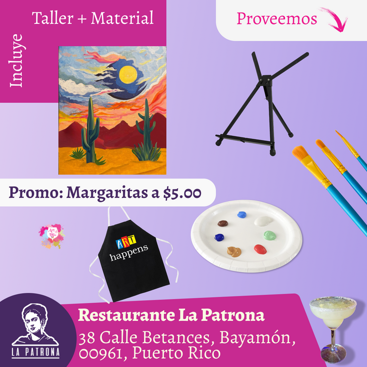 ¡Nuevo Taller en Bayamón! 🎨La Patrona 🎨Promo de margaritas 🍹- 7pm- Miércoles, 16 de octubre