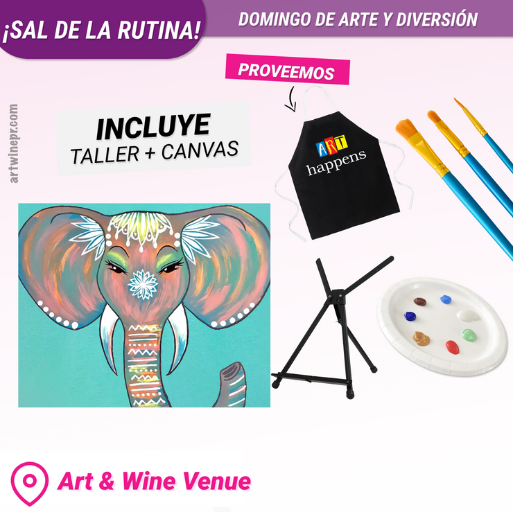 ☀️¡DOMINGO DE ARTE!☀️ - Taller de Arte en Art & Wine Venue - 4pm-  Domingo, 28 de Abril en San Juan. ¡Vino disponible solo en el local, ya sea en copa o botella!