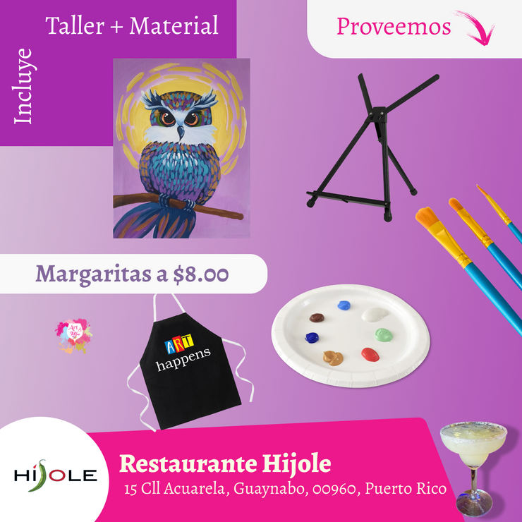 ¡Taller en Guaynabo! ✨Hijole Restaurante 🎨 Sal de la rutina 🎨 MARGARITAS- 7pm- Sábado, 18 de enero