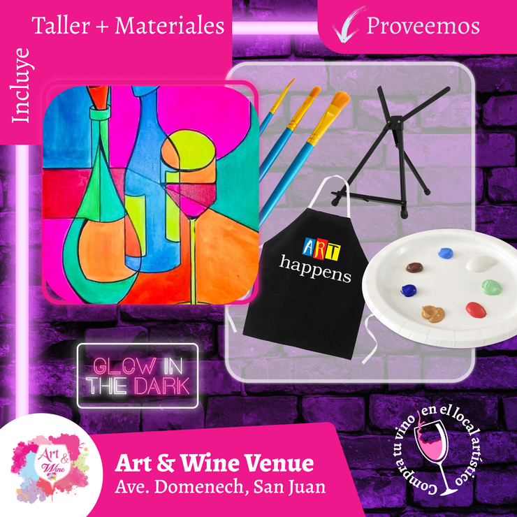 ¡Glow in the Dark! - Sábado, 15 de Junio en Art & Wine Venue - San Juan. ¡Vino disponible solo en el local, ya sea en copa o botella!