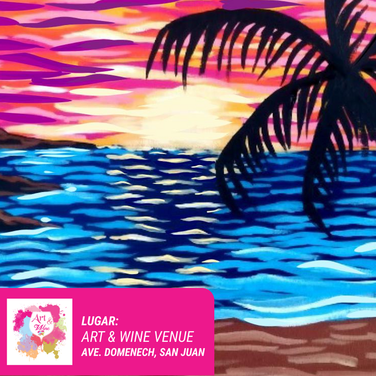 ¡Sal de la rutina! Taller de Arte en Art & Wine Venue - Jueves, 29 de Febrero en San Juan. ¡Vino disponible solo en el local, ya sea en copa o botella!