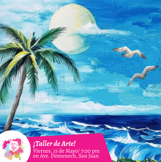 🎨¡Taller de arte en Art & Wine Venue 7pm - Viernes, 15 de Mayo 2026 en San Juan. ¡Lleva tu vino favorito!