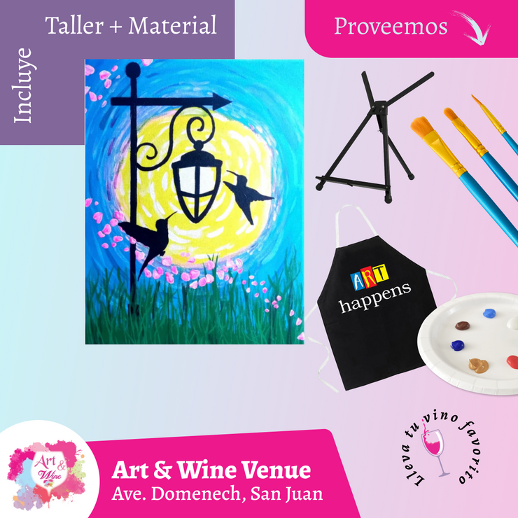 🎨¡Taller de arte en Art & Wine Venue 1pm - Domingo, 19 de Octubre en San Juan.