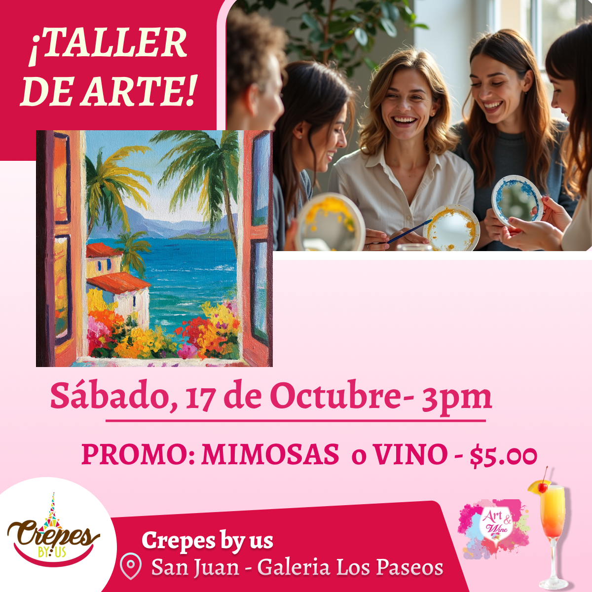 🎨Taller en ✨Crepes by us - San Juan✨ Promo en mimosas 🍹   - 3pm- Sábado,  17 de Octubre 2026