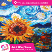 🎨¡Bring a Friend! Adquiere una taquilla y lleva otra gratis 🤩 - Taller de Arte en Art & Wine Venue - ✨Jueves, 11 de Septiembre en San Juan. ¡Lleva tu vino favorito!