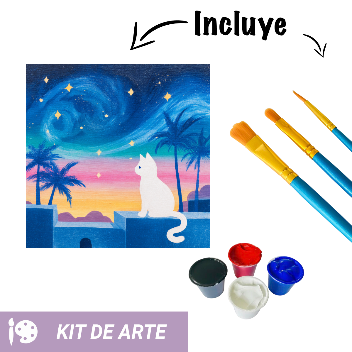 Kit de arte: Gato en la noche