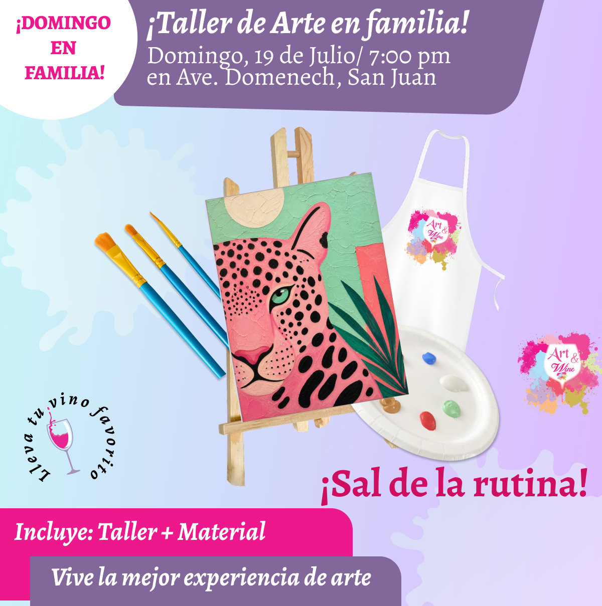 🎨¡Día en Familia!, Domingo, 19 de Julio 2026 a las 2pm - Art & Wine Venue, San Juan. ✨