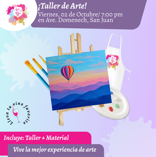 🎨¡Taller de arte en Art & Wine Venue 7pm - Viernes, 02 de Octubre 2026 en San Juan. ¡Lleva tu vino favorito!