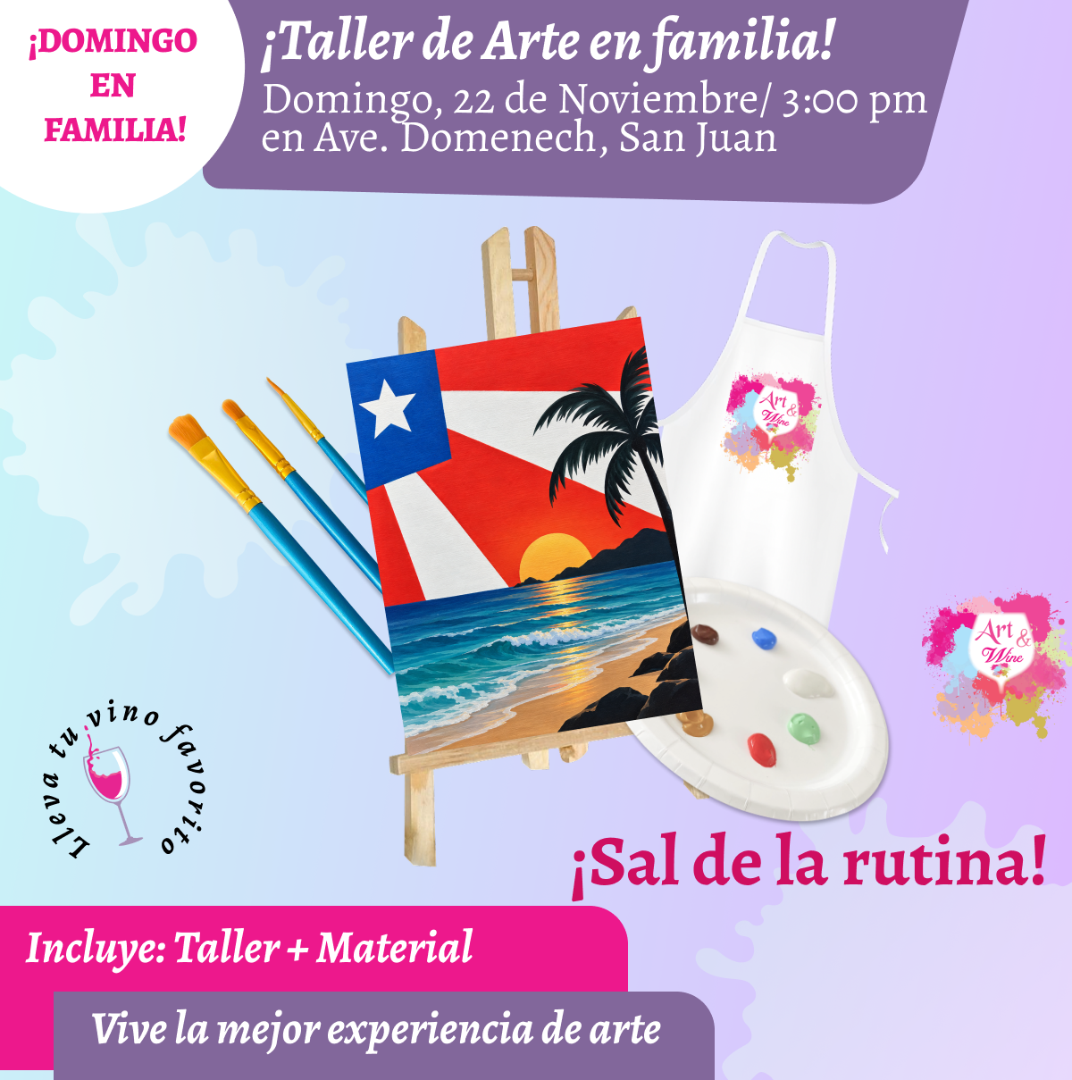 🎨¡Día en Familia!, Domingo, 22 de Noviembre 2026 a las 3pm - Art & Wine Venue, San Juan. ✨
