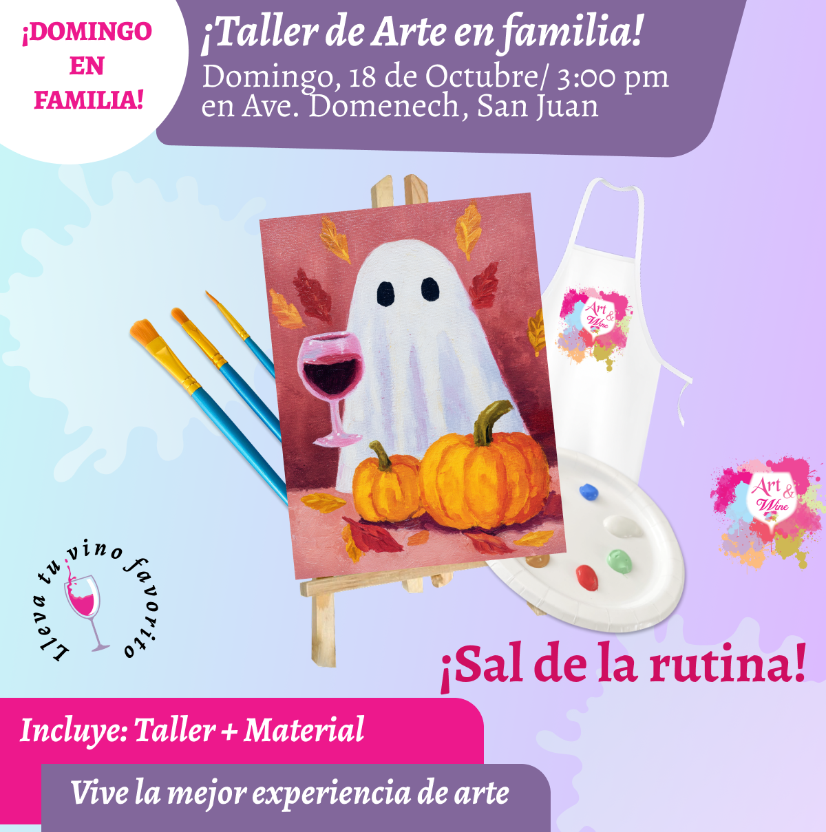 🎨¡Día en Familia!, Domingo, 18 de Octubre 2026 a las 3pm - Art & Wine Venue, San Juan. ✨