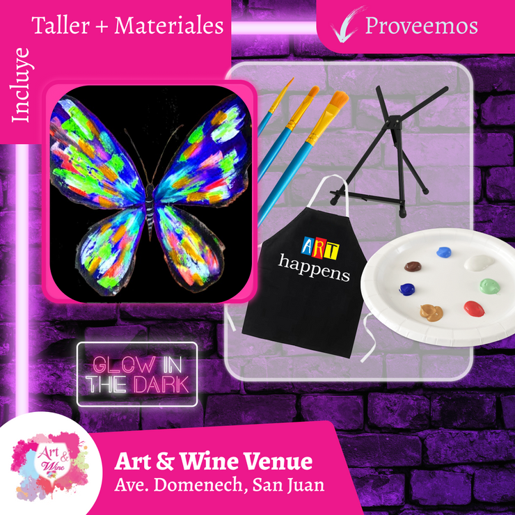 🎨¡Glow in the Dark! Sábado, 28 de junio en Art & Wine Venue - San Juan - Lleva tu vino favorito