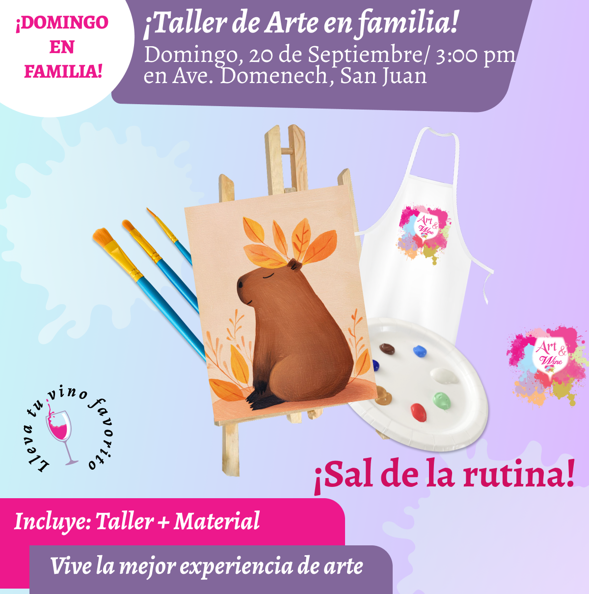 🎨¡Día en Familia!, Domingo, 20 de Septiembre 2026 a las 3pm - Art & Wine Venue, San Juan. ✨