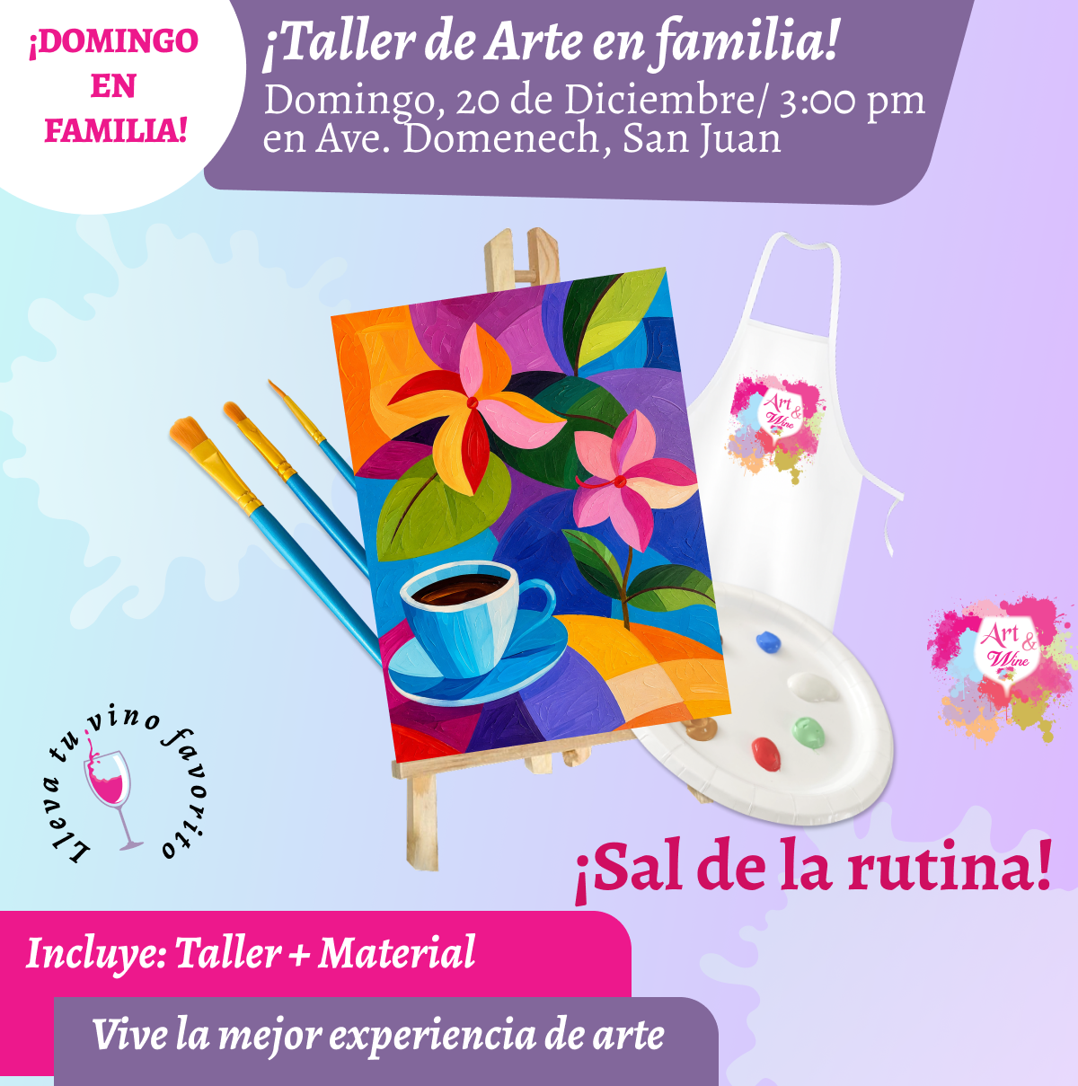 🎨¡Día en Familia!, Domingo, 20 de Diciembre 2026 a las 3pm - Art & Wine Venue, San Juan. ✨