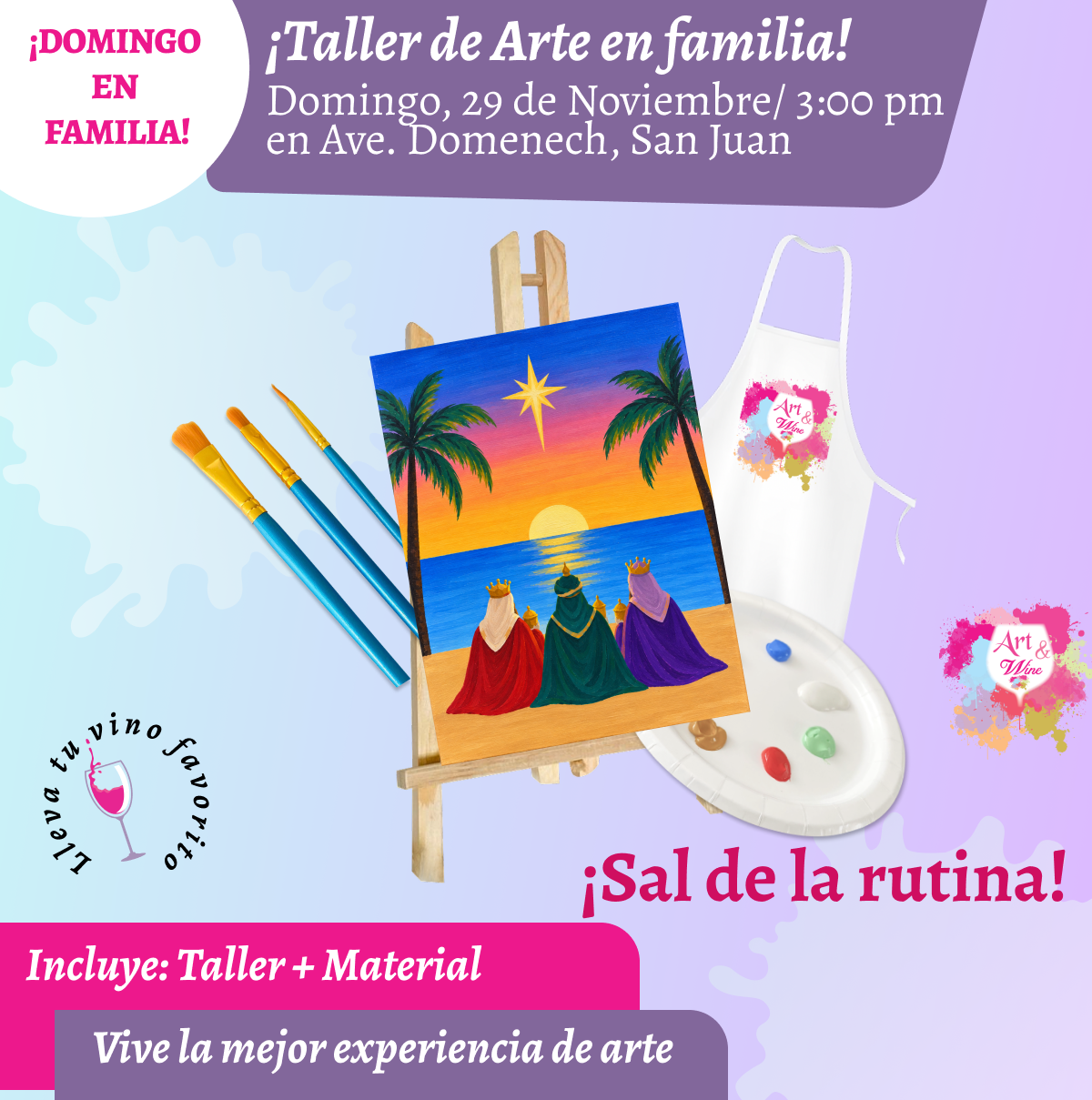 🎨¡Día en Familia!, Domingo, 29 de Noviembre 2026 a las 3pm - Art & Wine Venue, San Juan. ✨