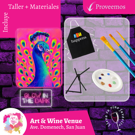 🎨¡Glow in the Dark! Miércoles, 26 de Agosto 2026 en Art & Wine Venue - San Juan -¡Lleva tu vino favorito! 7pm
