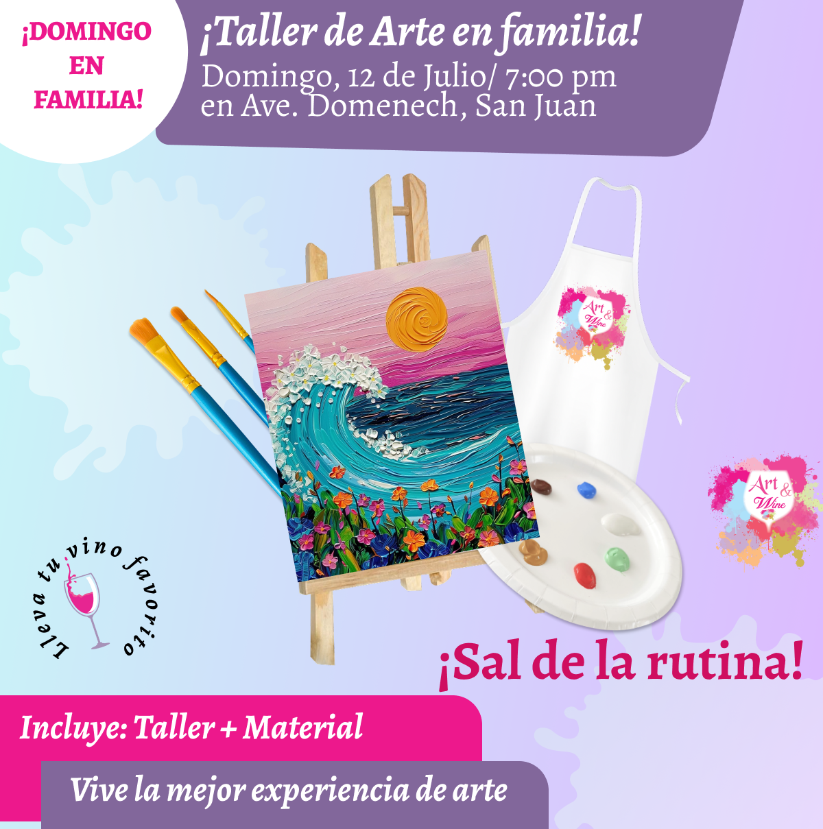 🎨¡Día en Familia!, Domingo, 12 de Julio 2026 a las 2pm - Art & Wine Venue, San Juan. ✨