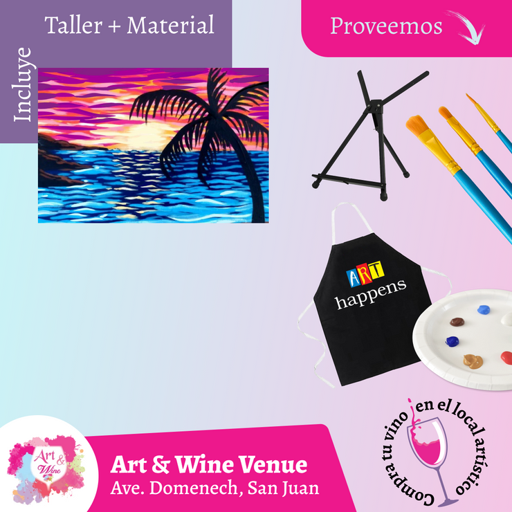 🎨Taller de arte en Art & Wine Venue 7pm -  Jueves, 12 de Junio en San Juan. ¡Lleva tu vino favorito!
