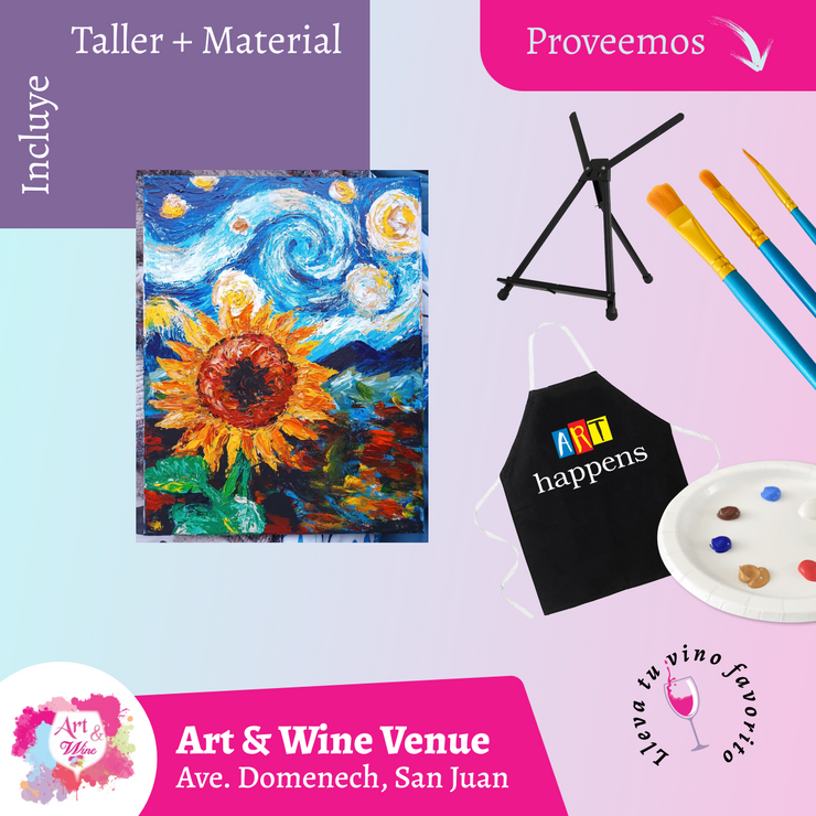 🎨¡Taller de arte en Art & Wine Venue 7pm - Miércoles, 03 de Septiembre en San Juan. ¡Lleva tu vino favorito!