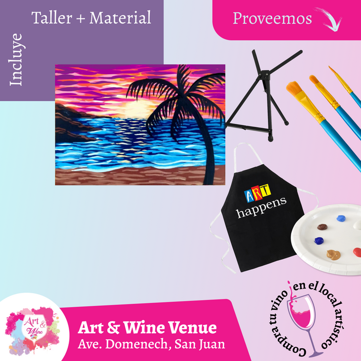 🎨Taller de arte en Art & Wine Venue 7pm -  Jueves, 20 de marzo en San Juan. ¡Lleva tu vino favorito!