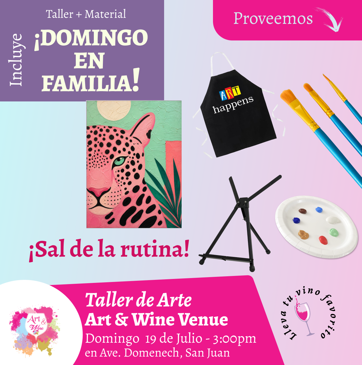 🎨¡Día en Familia!, Domingo, 19 de Julio 2026 a las 2pm - Art & Wine Venue, San Juan. ✨