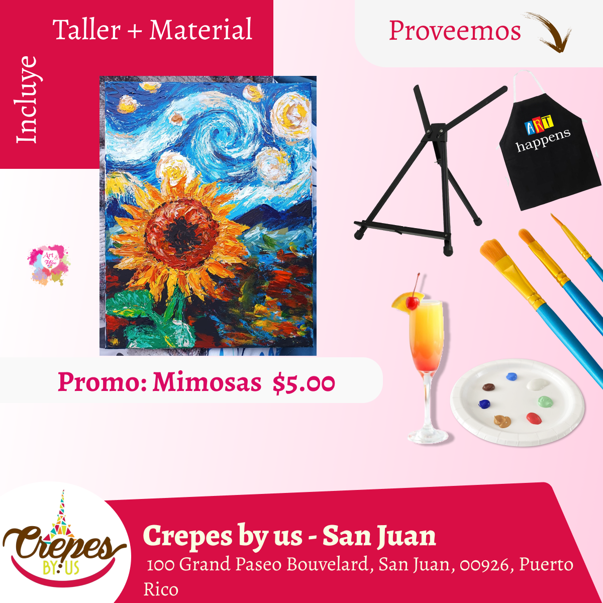 🎨Taller en ✨Crepes by us - San Juan✨ Promo en mimosas 🍹   - 3pm- Sábado,  12 de Diciembre 2026