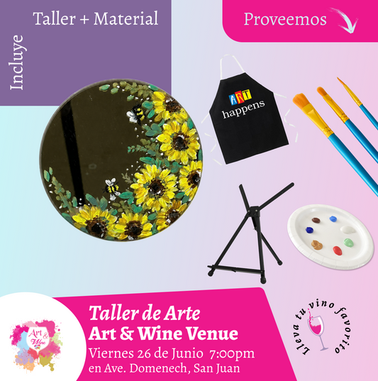 ¡Pinta tu espejo! 🎨¡Taller de arte en Art & Wine Venue 7pm - Viernes, 26 de Junio 2026 en San Juan. ¡Lleva tu vino favorito!